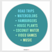 "Road Trips + Waterverven" drukt u zelf uit Sticker (Vel)