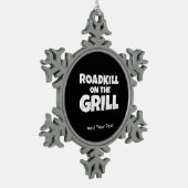 Roadkill op de Grill - Grappige BBQ Partij Tin Sneeuwvlok Ornament (Links)