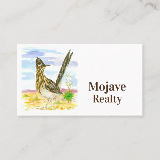 Roadrunner Bird Desert Landschap Yucca Flower Visitekaartje (Voorkant)