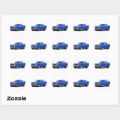 Roadrunner Blue Car 1970 Ronde Sticker (Vel)
