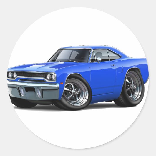 Roadrunner Blue Car 1970 Ronde Sticker (Voorkant)