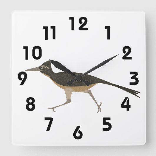 Roadrunner Clock Vierkante Klok (Voorkant)