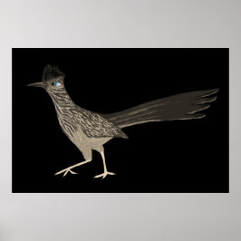 Roadrunner Colored Potlood die op zwarte trekt Poster