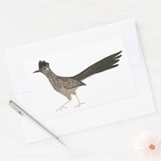 Roadrunner-gekleurde potloodtekening rechthoekige sticker (Envelop)