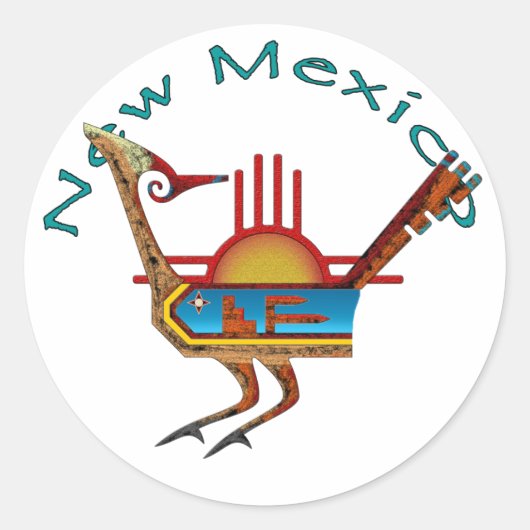 Roadrunner - New Mexico Ronde Sticker (Voorkant)