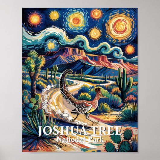 Roadrunner of Joshua Tree Van Gogh Night Custom Poster (Voorkant)