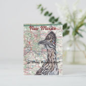 Roadrunner op Map New Mexico Briefkaart - Fun! (Staand voorkant)