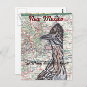 Roadrunner op Map New Mexico Briefkaart - Fun! (Voorkant / Achterkant)