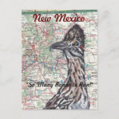 Roadrunner op Map New Mexico Briefkaart - Fun! (Voorkant)