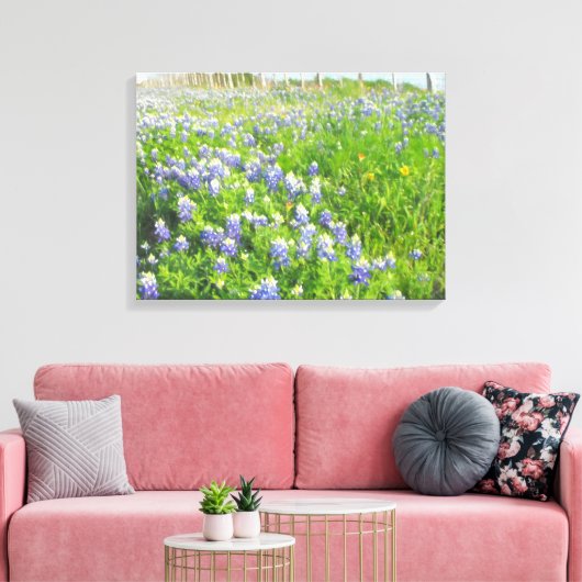 Roadside Bluebonnets Stretted Canvas Afdruk (Insitu (Woonkamer))