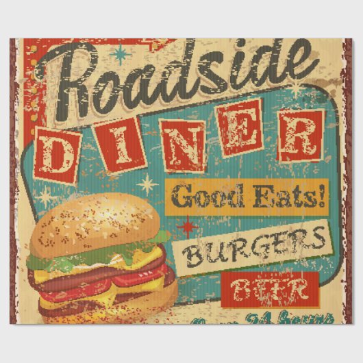  Roadside Diner metal-bord, diner, retro, v Cadeaupapier (Vlak)