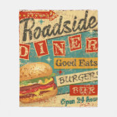  Roadside Diner metal-bord, diner, retro, v Fleece Deken (Voorkant)