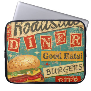 Roadside Diner metal-bord, diner, retro, v Laptop Sleeve
