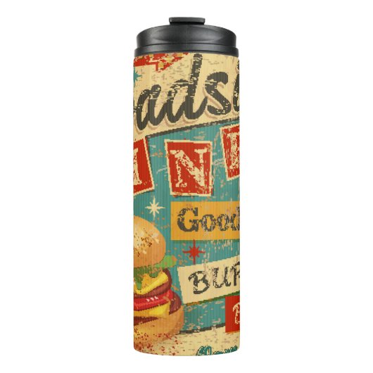 Roadside Diner metal-bord, diner, retro, v Thermosbeker (Voorkant)