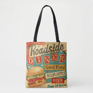  Roadside Diner metal-bord, diner, retro, v Tote Bag