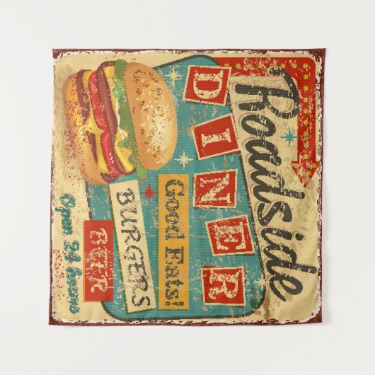  Roadside Diner metal-bord, diner, retro, v Wandkleed (Voorkant (horizontaal))