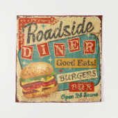 Roadside Diner metal-bord, diner, retro, v Wandkleed (Voorkant)