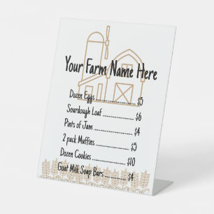 Roadside Farmstand Product List en Menu Sjabloon Reclamebord Met Voetstuk