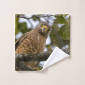 Roadside hawk, bruine vogelfotografie bad handdoek (Wasdoekje)