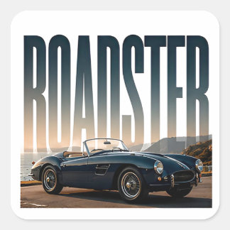 Roadster Luxe Open Weg Editoriale Grafiek Vierkante Sticker