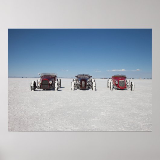 Roadsters op de Bonneville Salt Flats Poster (Voorkant)