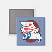 Roadtrip '24 Missouri - vierkante magneet (kroon) (Voorkant / Achterkant)