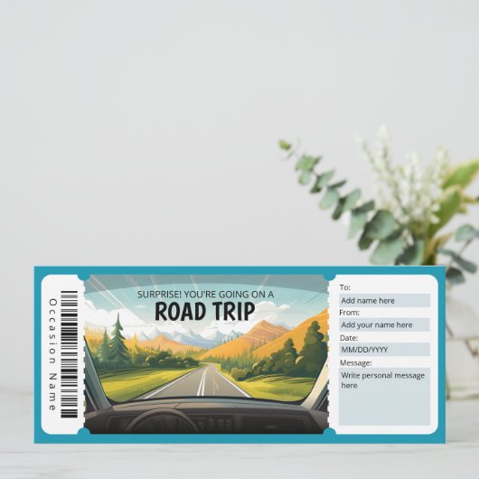 RoadTrip Cadeaubon, Road Trip Cadeau Kaart (Staand voorkant)