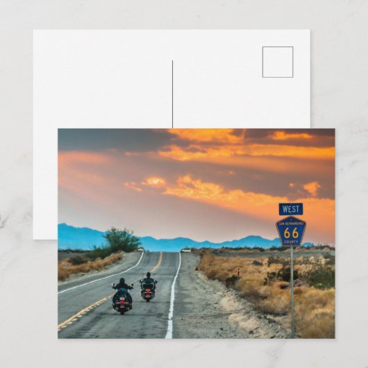 Roadtrip Route 66 met Briefkaart Motorfietsen (Voorkant / Achterkant)