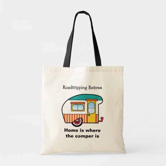 Roadtripping gepensioneerde Schattigee reiscamper Tote Bag (Voorkant)