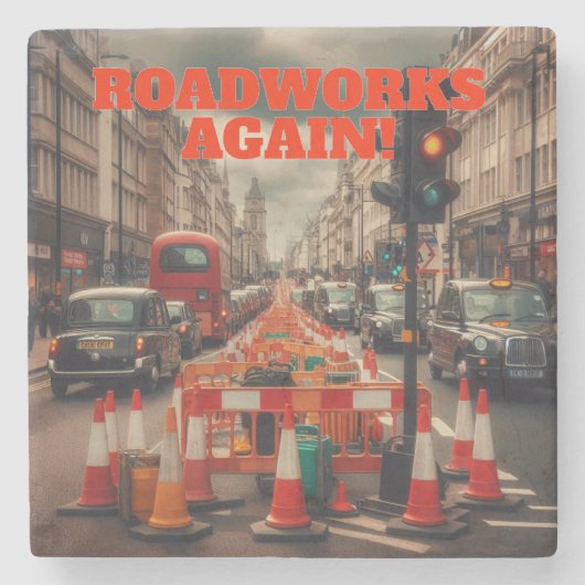 Roadworks in London Stenen Onderzetter (Voorkant)