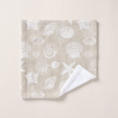 Roam Beige White Beach Shells Bad Handdoek (Wasdoekje)