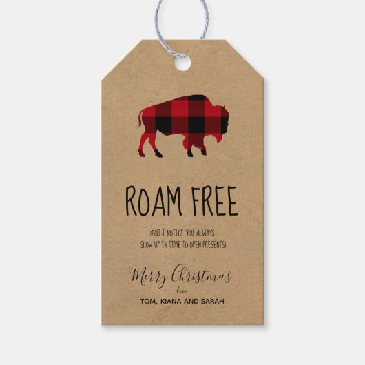 Roam Free Buffalo Black en Red Pset/Kraft ID602 Cadeaulabel (Voorkant)