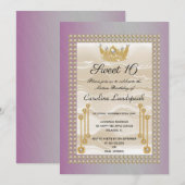 Roam Silk Sweet 16 Pearl Crown Fuchsia Metallic Kaart (Voorkant / Achterkant)