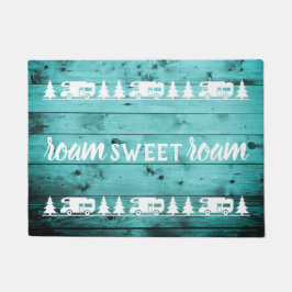 Roam Sweet Roam  Camper Quote Blauwgroen Hood Deurmat