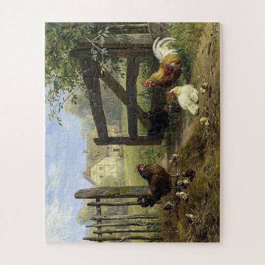 Roaming Farmyard Chickens Carl Jutz Legpuzzel (Verticaal)