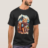 Roaming the Peaks Tourist Cat Backpacken Design T-shirt (Voorkant)