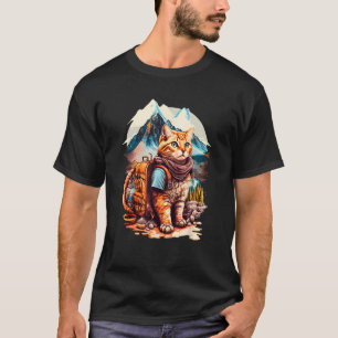 Roaming the Peaks Tourist Cat Backpacken Design T-shirt