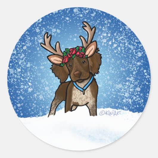 Roan Brittany Reindeer Classic Round Sticker (Voorkant)