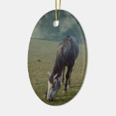 Roan Horse Grazing in Paddock Keramisch Ornament (Links)