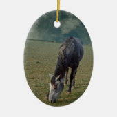 Roan Horse Grazing in Paddock Keramisch Ornament (Voorkant)