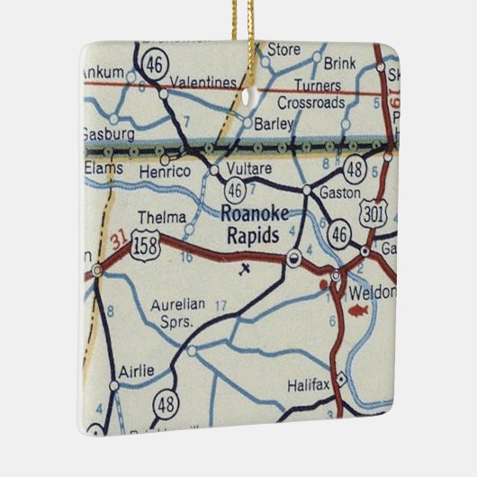 Roanoake Rapids NC Map Keramisch Ornament (Rechts)