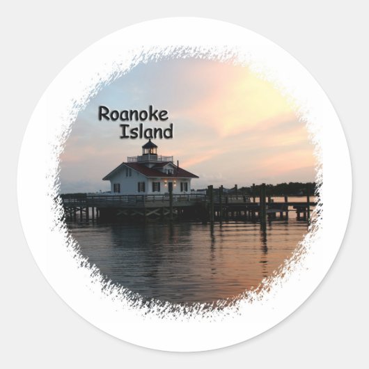 Roanoke Island Lighthouse Ronde Sticker (Voorkant)