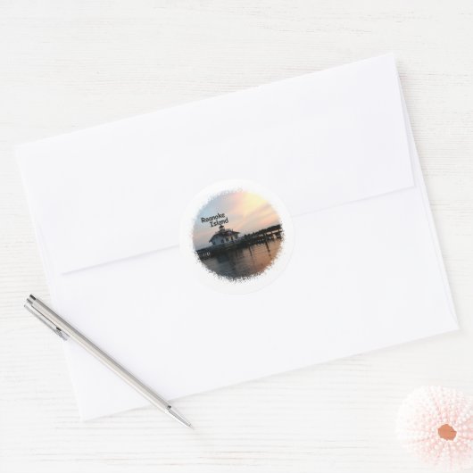 Roanoke Island Lighthouse Ronde Sticker (Envelop)