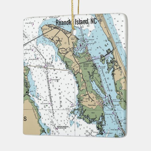 Roanoke Island NC Chart Keramisch Ornament (Links)