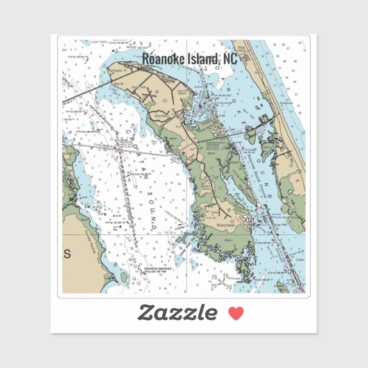 Roanoke Island NC Chart Sticker (Vel)
