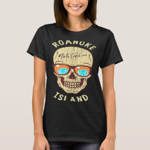 Roanoke Island NC Summertime Vacking Skull Sun T-shirt