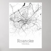Roanoke Map - Virginia - City Map Poster (Voorkant)