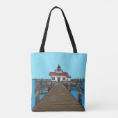 Roanoke Marshes vuurtoren Tote Bag (Achterkant)