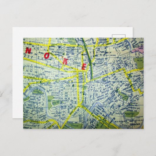 Roanoke, VA kaart (Voorkant / Achterkant)