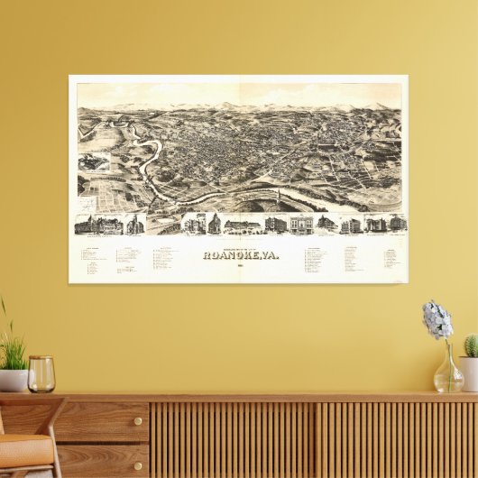 Roanoke, Virginia (1891) Canvas Afdruk (Insitu (Woonkamer))